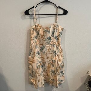 Shore size small peach floral tropical mini dress with adjustable straps